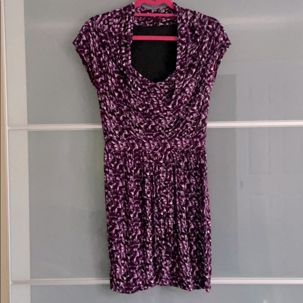 Printed cowl neck mini dress